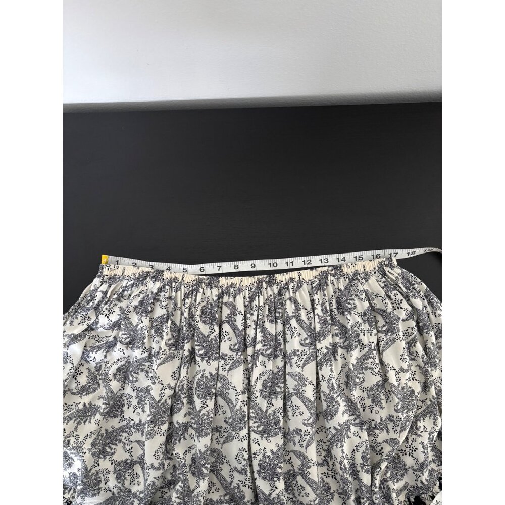 Ruffle Hem Skirt Large Black White Floral Paisley Boho Cottagecore Festival - Picture 7 of 13